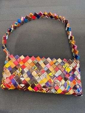 Adorable Vintage Retro Recycled Mexican Candy Wrapper Mini Purse Bag